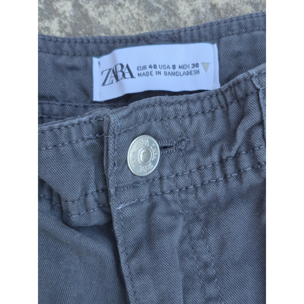 ZARA Womens Cargo Pants Pockets Dark Grey Trousers Size‎ 8 EUC - Picture 4 of 8